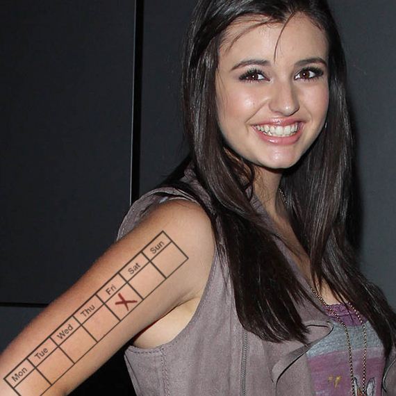 Week Calendar Tattoo On Celebrity Rebecca Black Right Half Sleeve