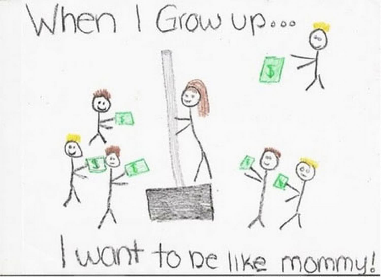 When I Grow Up I Want To Be Like Mommy Funny Drawing Image
