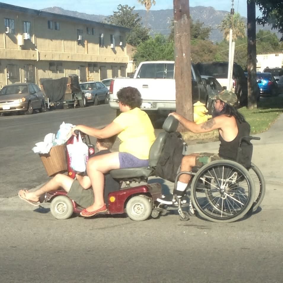 White Trash Family On Wheelchair Funny Picture