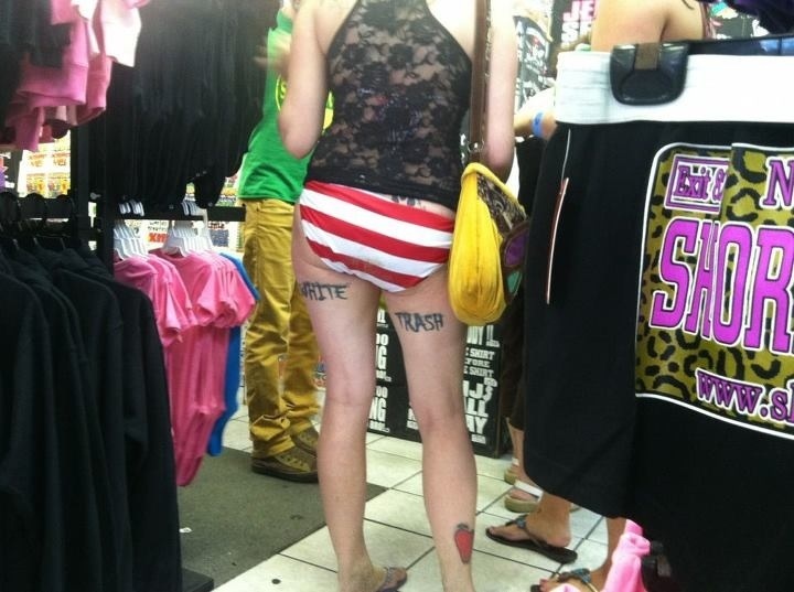 White Trash Tattoo On Legs Funny Picture
