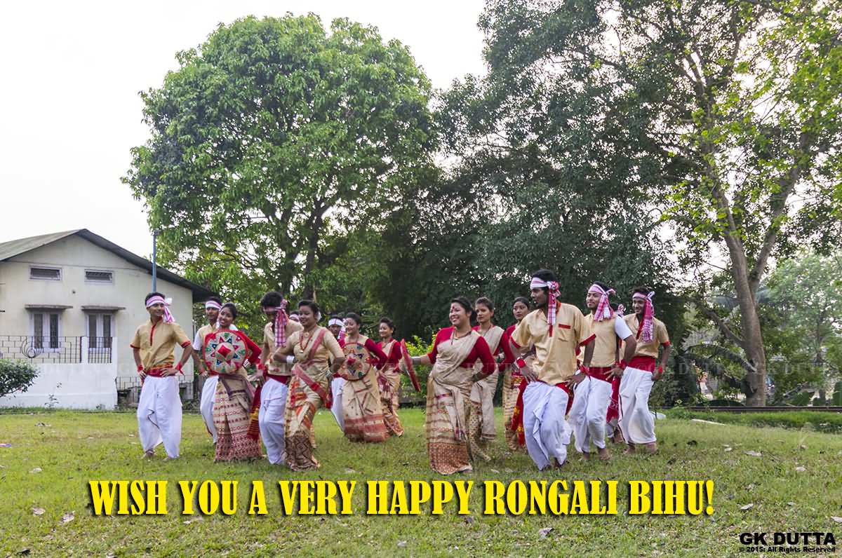 Wish You A Very Happy Rongali Bihu People Celebrating