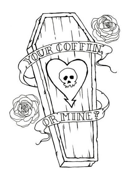 Your Coffin Or Mine Banner With Coffin Tattoo Design