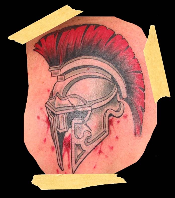 3D Warrior Helmet Tattoo Design