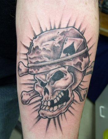 Army Danger Skull Tattoo Design For Arm