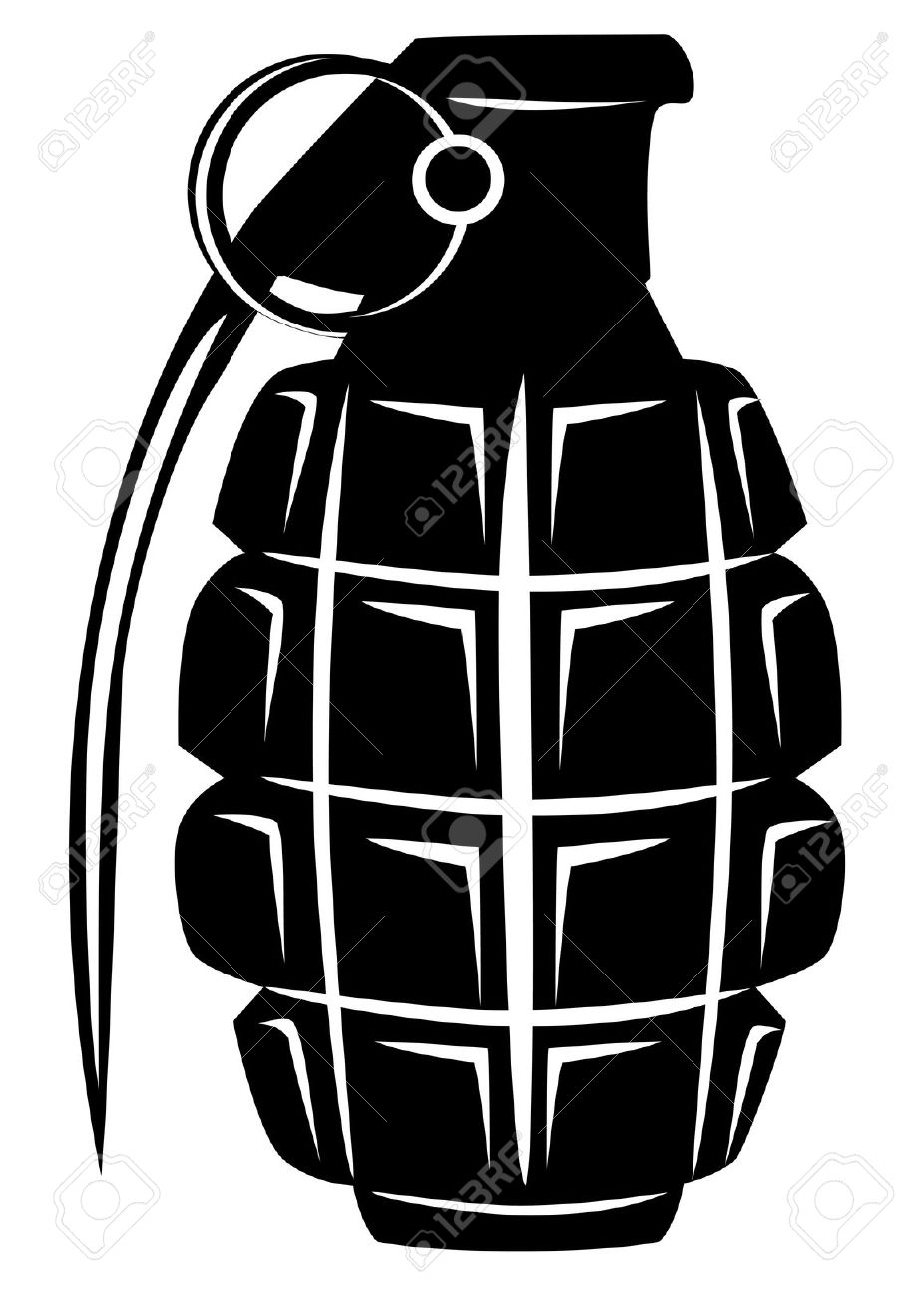 Black Army Grenade Tattoo Stencil