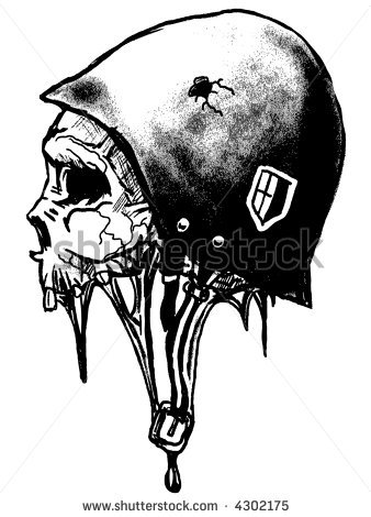 Black Ink Army Skull Tattoo Stencil