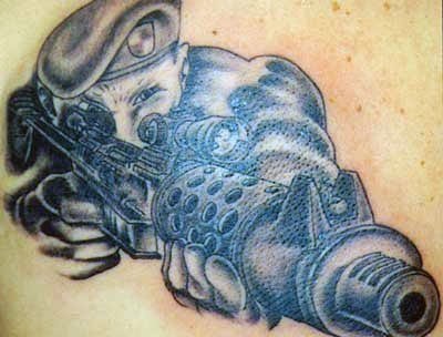 Black Ink Army Soldier Tattoo Design