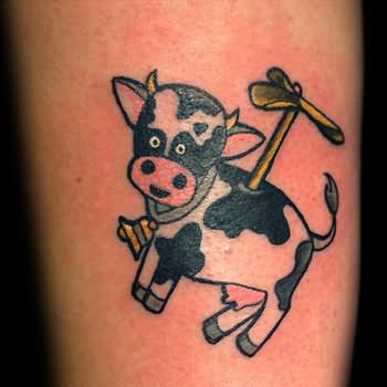 Cool Cow Tattoo Design For Arm