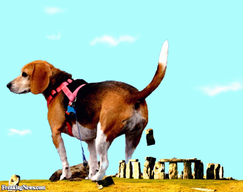 Giant Dog Pooping On Stonehenge Funny Picture