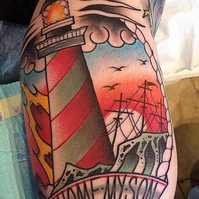 Neo Traditional Lighthouse Tattoo by Shawn Mcclendon