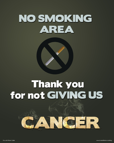 No Smoking Area Thank You For Not Giving Us Cancer World No Tobacco Day Poster