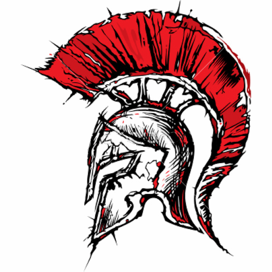 Red And Black Warrior Helmet Tattoo Design