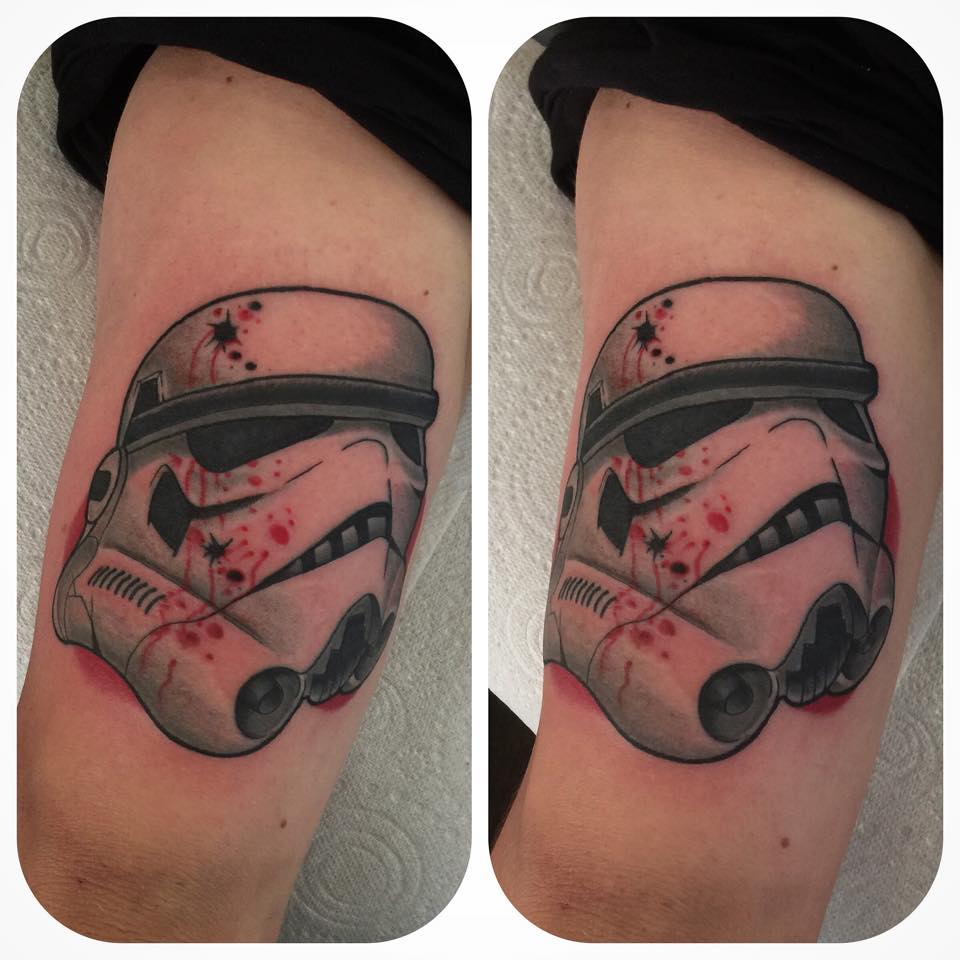 Stormtrooper Helmet Tattoo Design For Half Sleeve