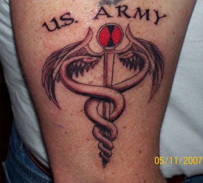 US Army - Army Medical Logo Tattoo Design For Half Sleeve