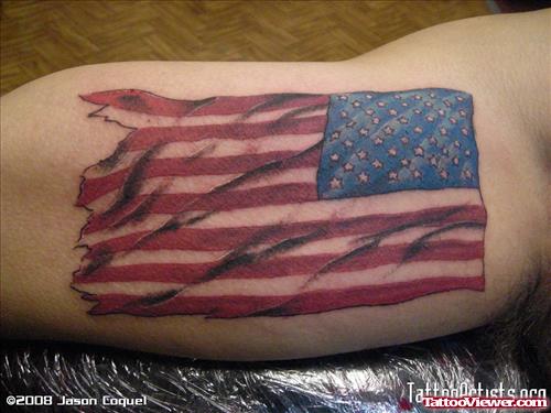 USA Army Flag Tattoo Design For Bicep
