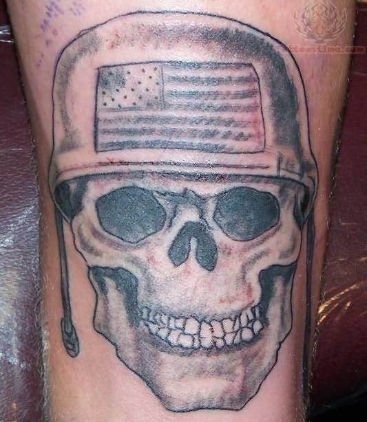 USA Army Skull Tattoo Design
