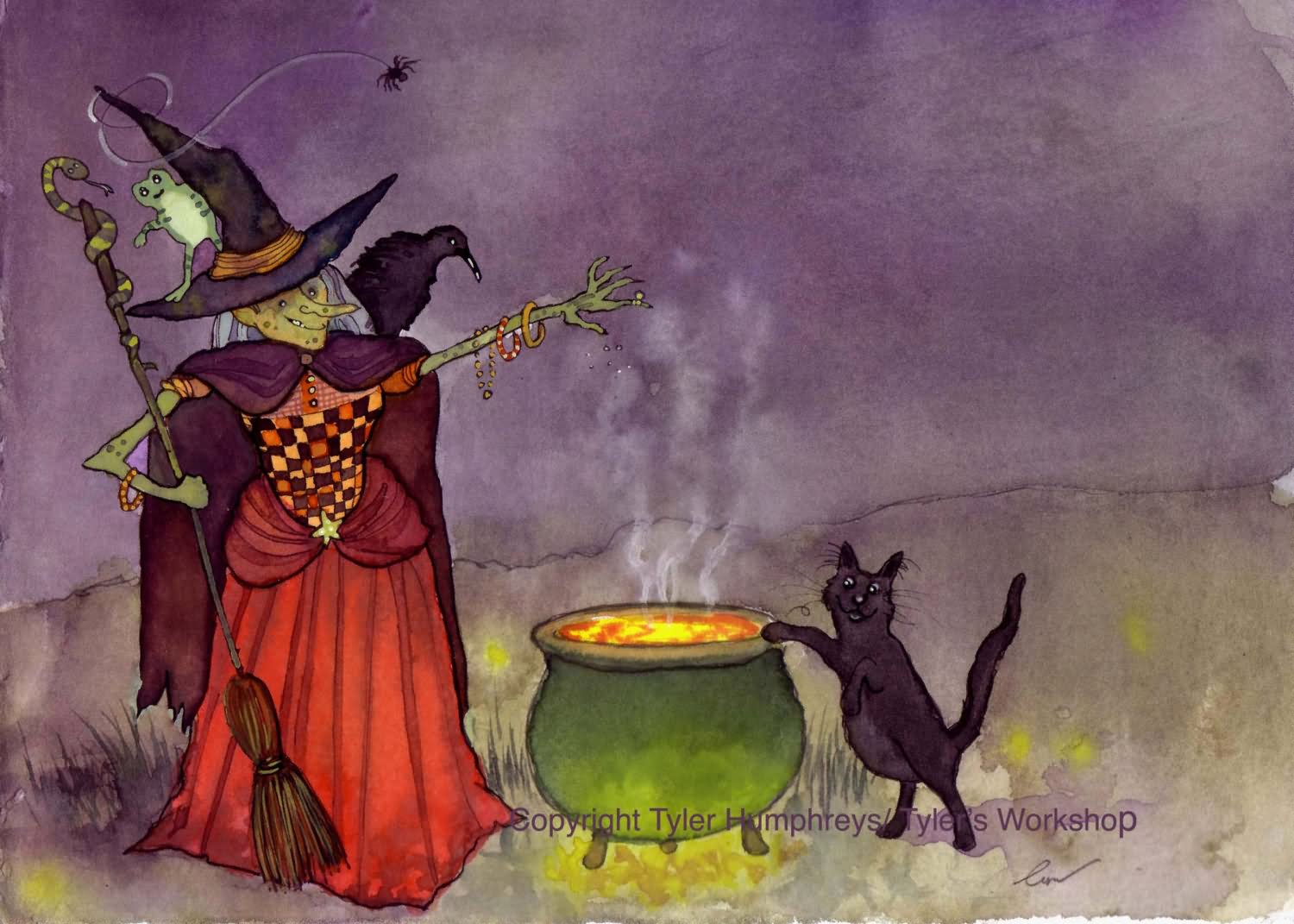 Witch And Black Cat Funny Image