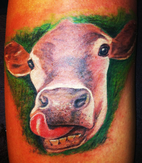 Wonderful Cow Head Tattoo Design