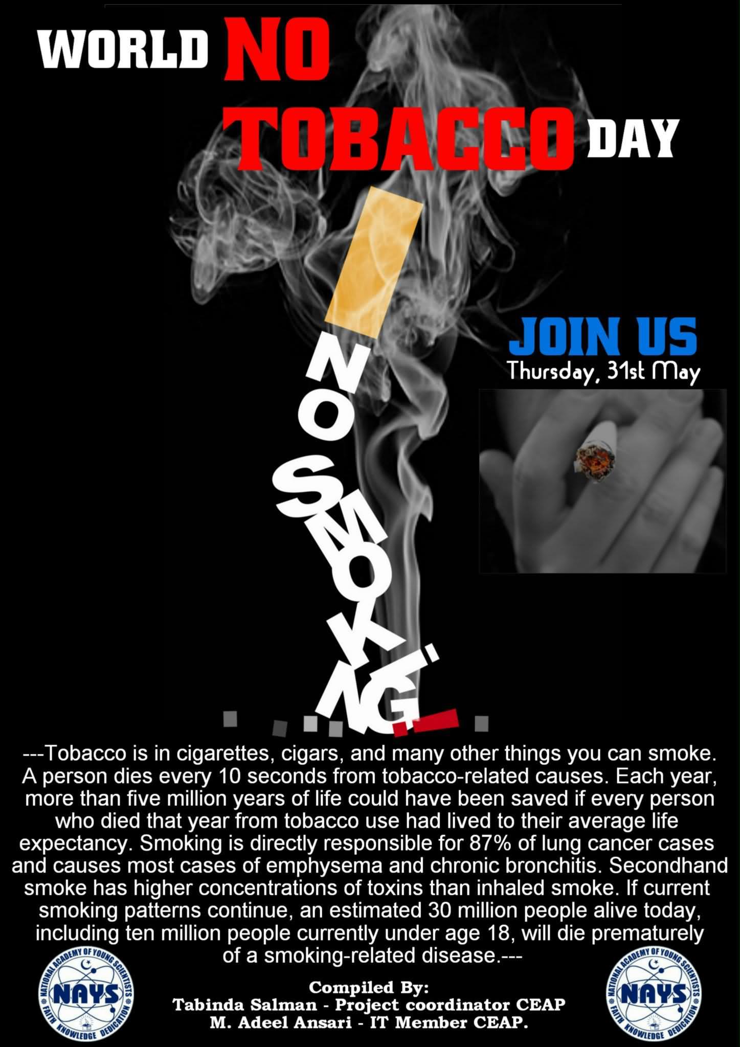 World No Tobacco Day 31st May Poster