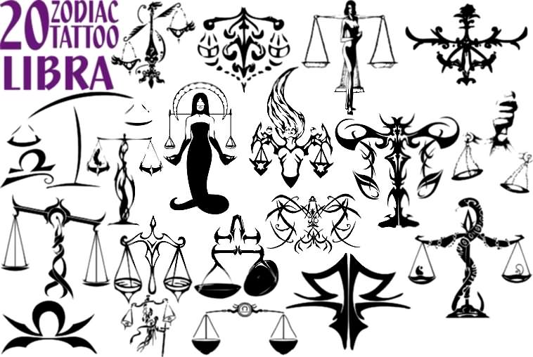 20 Libra Zodiac Tattoo Designs Stencil