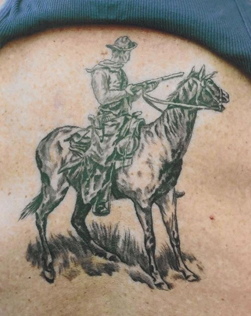 3D Cowboy On Horse Tattoo Design