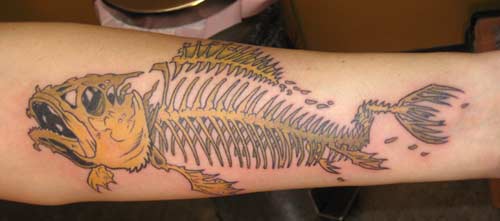 3D Fish Bone Tattoo Design For Forearm