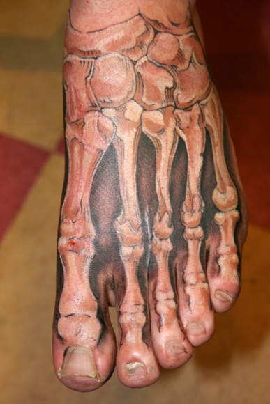 3D Foot Bone Tattoo On Foot