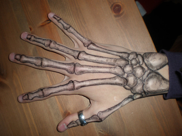 3D Hand Bone Tattoo On Hand