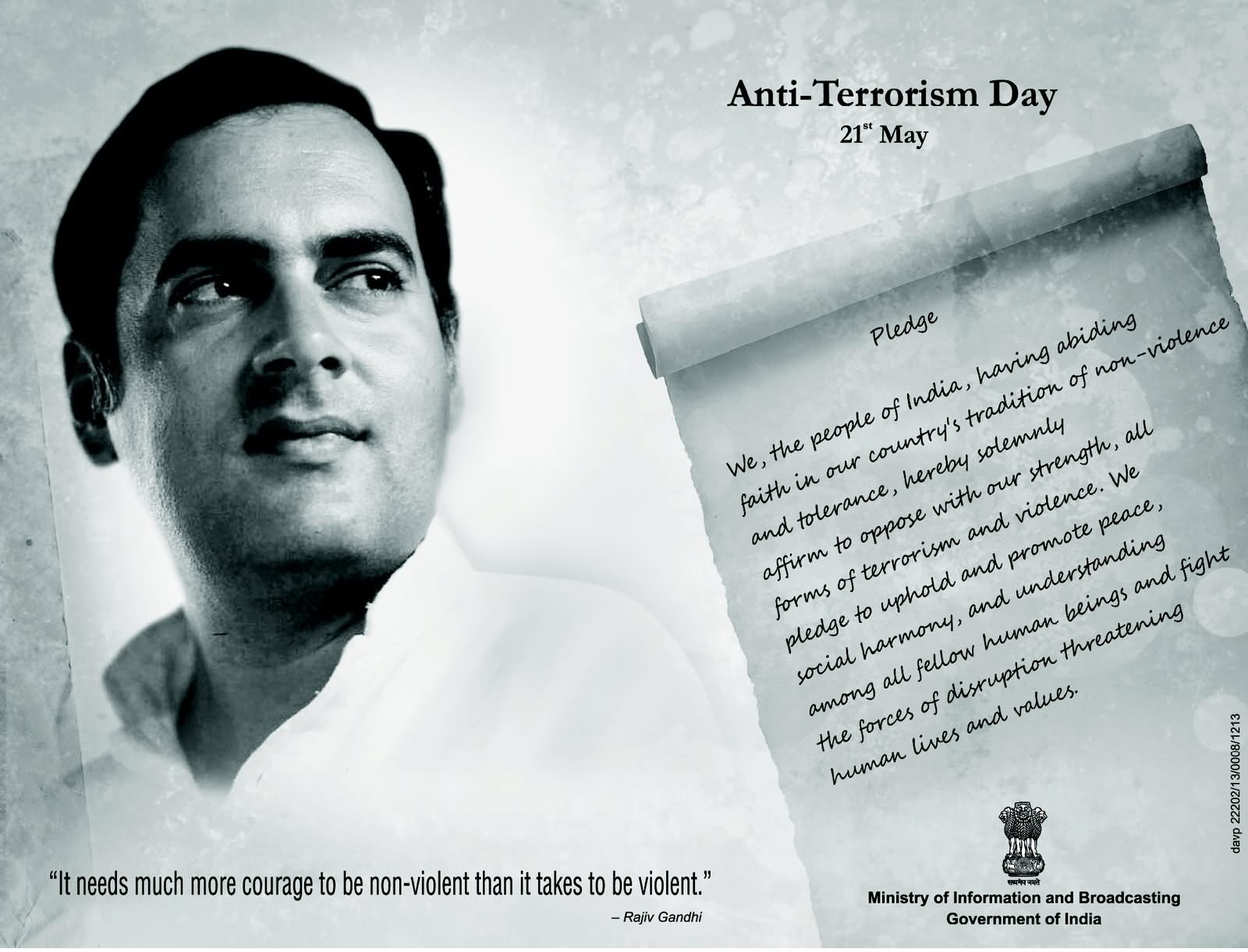 Anti Terrorism Day 21st May Death Anniversary Of Rajiv Gandhi