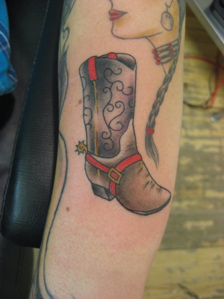 Attractive Cowboy Boot Tattoo Design