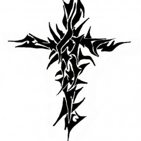 Attractive Tribal Christian Cross Tattoo Stencil