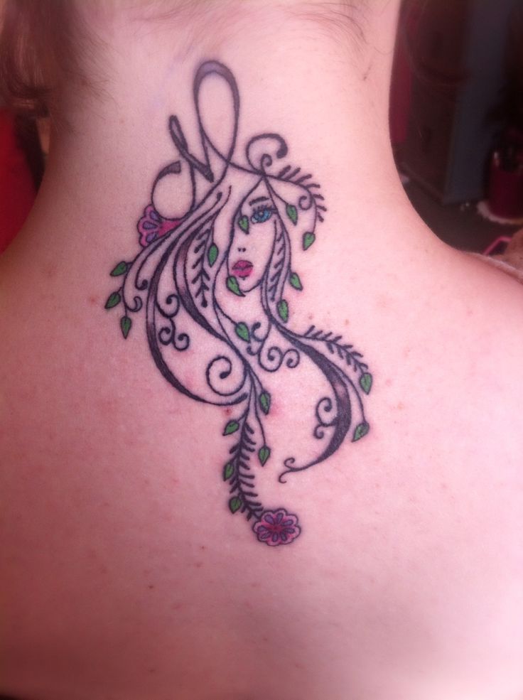 Beautiful Virgo Girl Tattoo On Back Neck