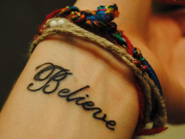 Believe - Simple Christian Tattoo Design For Wrist
