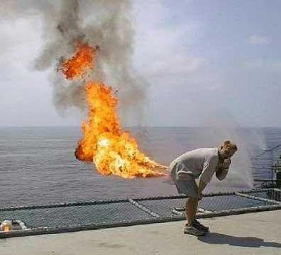 Bent Over Funny Illusion Fire Fart Image