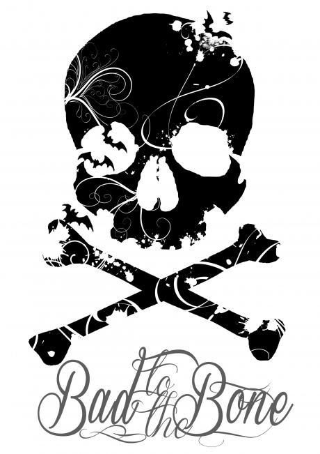 Black Danger Skull Bone Tattoo Design