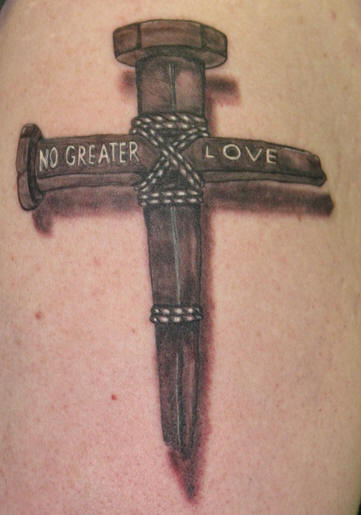 Black Ink 3D Simple Christian Cross Tattoo Design