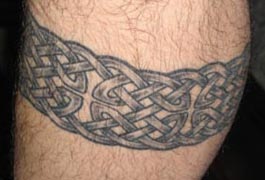 Black Ink Celtic Band Tattoo Design For Leg