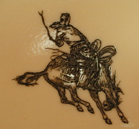 Black Ink Cowboy Riding Horse Tattoo Design