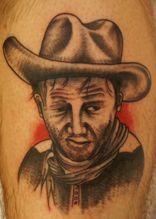 Black Ink Cowboy Portrait Tattoo Design