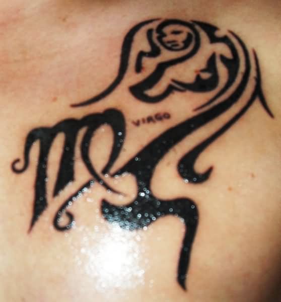 Black Ink Virgo Zodiac Tattoos