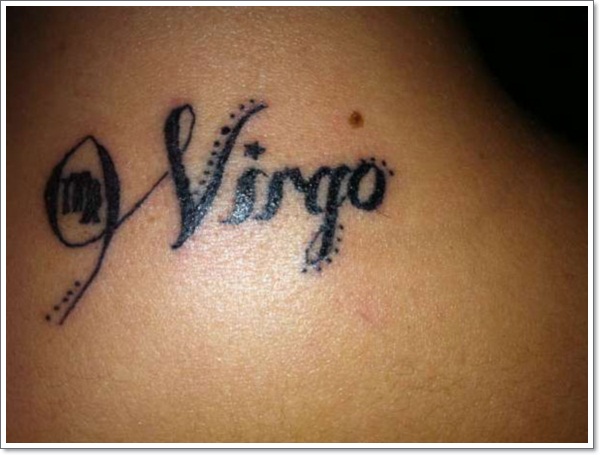 Black Ink Zodiac Virgo Tattoo