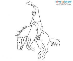 Black Outline Cowboy Riding Horse Tattoo Stencil