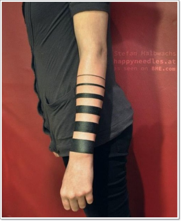 Black Solid Armband Tattoo On Forearm