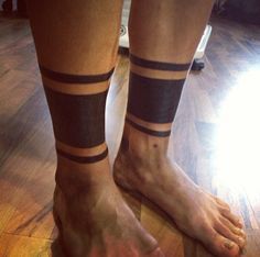 Black Solid Band Tattoo On Both Leg