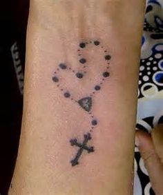 Christian Rosary Cross Tattoo On Wrist