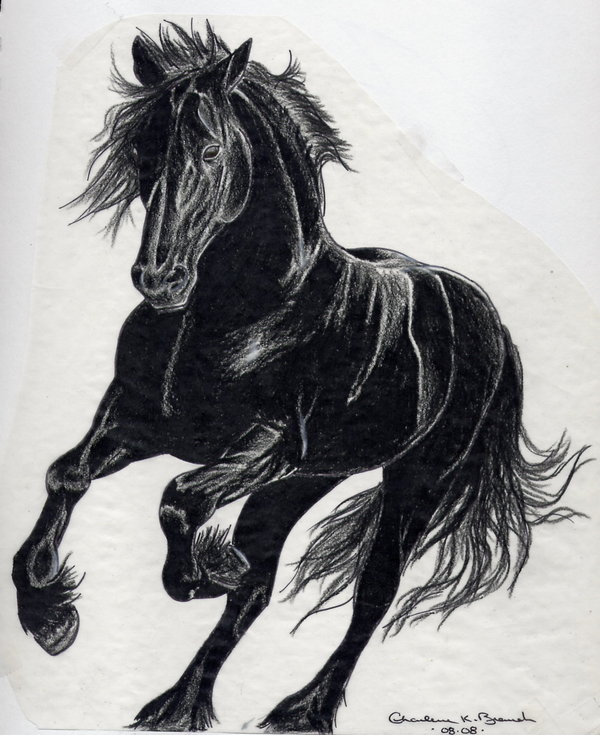 Classic Black Ink Cowboy Horse Tattoo Design
