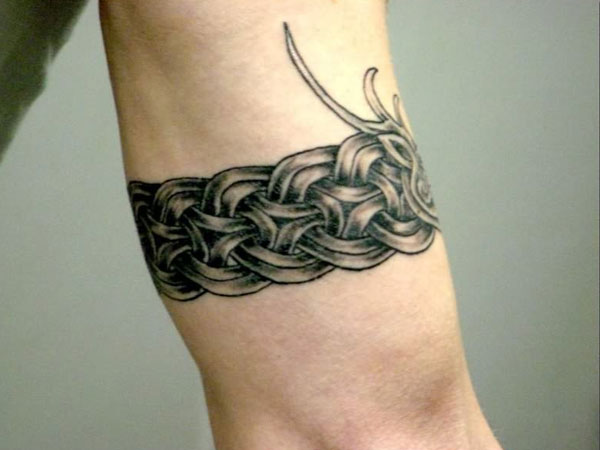 Cool Black Ink Armband Tattoo On Bicep