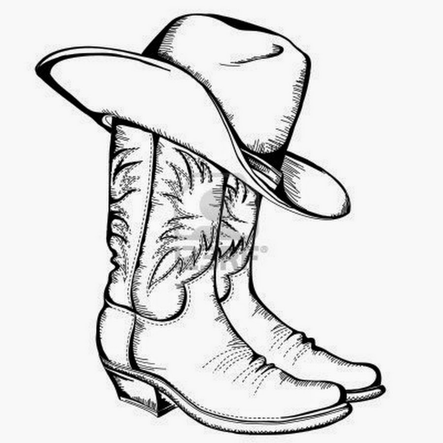 Cowboy Boot With Hat Tattoo Stencil