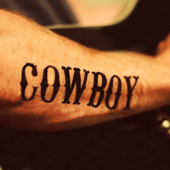 Cowboy Lettering Tattoo Design For Arm