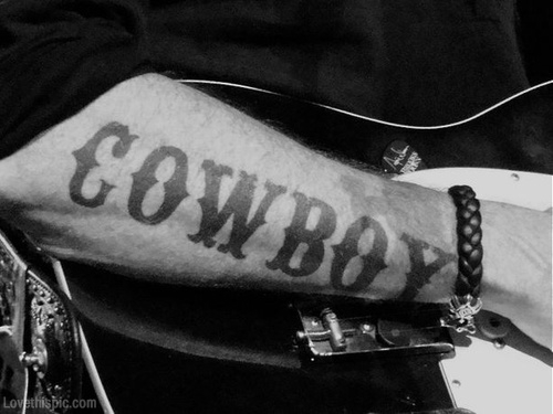 Cowboy Lettering Tattoo On Forearm
